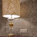 Lampe de chevet verre soufflé Futura, diamètre 18 cm, Ebb & Flow, Vert forêt, partie supérieure doré et câble doré