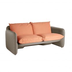 Sofa Mara, structure orange, coussin tissu terre de Sienne, Slide
