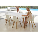 Table Faz Wood plateau HPL blanc intégral, pieds chêne naturel, Vondom, 200x90xH74 cm