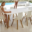 Table Faz Wood plateau HPL blanc intégral, pieds chêne naturel, Vondom, 200x90xH74 cm