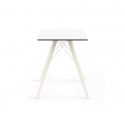 Table à manger Faz Wood plateau HPL blanc et bord noir, pieds chêne blanchis, Vondom, 60x60xH74cm