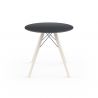 Table à manger ronde Faz Wood plateau HPL noir et bord noir, pieds chêne blanchis, Vondom, diamètre 60cm H74cm