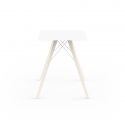 Table à manger Faz Wood plateau HPL blanc intégral, pieds chêne blanchis, Vondom, 60x60xH74cm