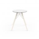 Table à manger ronde Faz Wood plateau HPL blanc et bord noir, pieds chêne blanchis, Vondom, 60x60xH74cm
