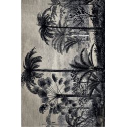 Tapis vinyle Beaumont rectangulaire Palmiers noirs, 198 x 285 cm, collection Orient extrême Pôdevache