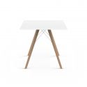 Table à manger carré Faz Wood plateau HPL blanc intégral, pieds chêne naturel, Vondom, 70x70xH74cm