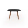 Table ronde Faz Wood plateau HPL noir et bord noir, pieds chêne naturel, Vondom, diamètre 120cm H74cm