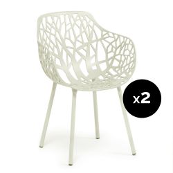 Lot de 2 fauteuils design Forest, Fast blanc crème