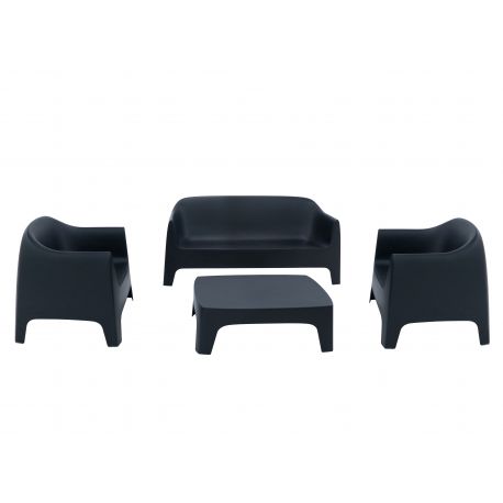 Lot de 1 canapé + 2 fauteuils + 1 table basse Solid, Vondom noir