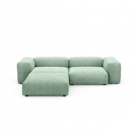 Canapé d'angle Vetsak, velours côtelé couleur vert pâle