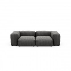 Canapé 2 places avec accoudoirs Vetsak, velours côtelé couleur gris foncé L.231 x H.60 x P.220,5 cm