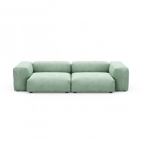 Canapé deux places avec accoudoirs taille M Vetsak, velours côtelé couleur vert pâle