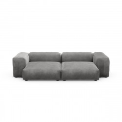 Canapé 2 à 3 places avec accoudoirs Vetsak, velours gris foncé L.273 x H.60 x P.136,5 cm