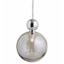 Suspension Uva, Ebb&Flow, gris fumé, diamètre 10 cm, câble transparent, boule en laiton argenté