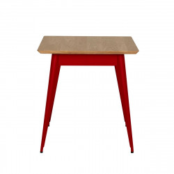 Table 55 Plateau Chêne, Rouge piment, Tolix, 70 X 70 X H74 cm