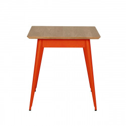 Table 55 Plateau Chêne, Rouge poivron, Tolix, 70 X 70 X H74 cm