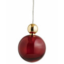 Suspension Uva, Ebb&Flow, rouge rubis, diamètre 10 cm, câble transparent, boule en laiton doré
