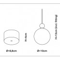 Suspension Uva, Ebb&Flow, rouge rubis, diamètre 10 cm, câble transparent, boule en laiton doré