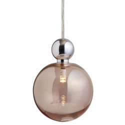 Suspension Uva, Ebb&Flow, rose fumé, diamètre 10 cm, câble transparent, boule en laiton doré