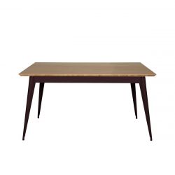 Table 55 Plateau Chêne, Brun Noir brillant Tolix, 140 X 80 X H74 cm
