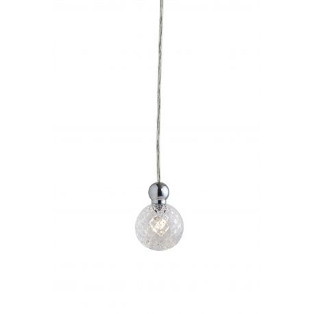 Suspension Uva Crystal moyens carreaux, diamètre 7 cm, Ebb&Flow, câble transparent, boule en laiton argenté