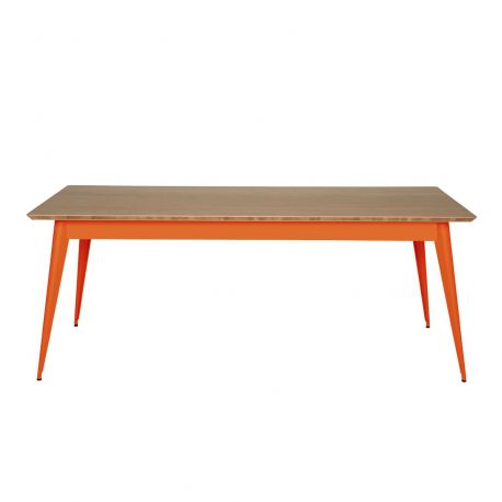 Table 55 Plateau Chêne, Orange potiron, Tolix, 190 X 80 X H74 cm