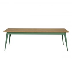 Table 55 Plateau Chêne, Vert romarin, Tolix, 250 X 95 X H74 cm