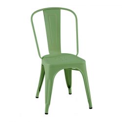 Set de 2 chaises A Inox, Tolix vert romarin mat fine texture