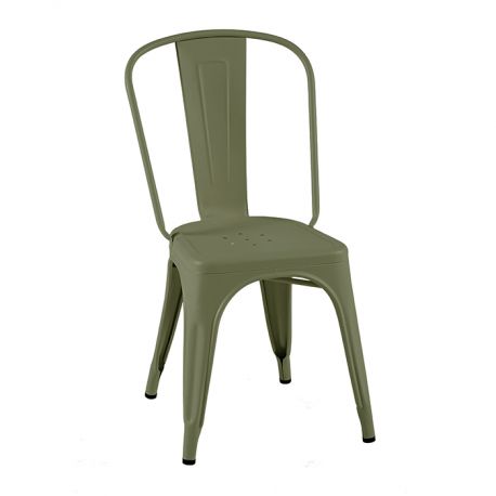 Lot de 2 chaises A Inox Brillant, Tolix vert olive