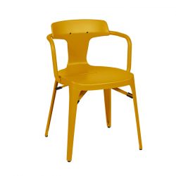 Chaise T14 Inox Brillant, Tolix jaune moutarde