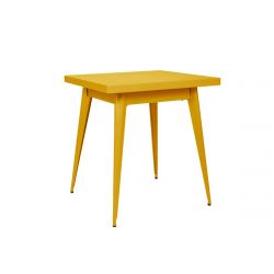 Table 55 Brillant, Tolix jaune moutarde 70x70 cm