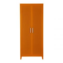Rangement vestiaire B2 haut perforé, orange potiron, fine texture, Tolix, 80 x 50 x H192,5 cm