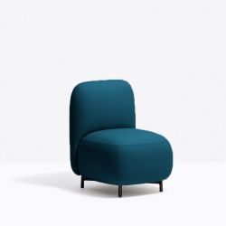 Petit fauteuil Buddy 210S, tissu bleu canard, pieds noirs Pedrali, H72xL55xl62