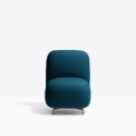 Petit fauteuil Buddy 210S, tissu bleu canard, pieds en laiton Pedrali, H72xL55xl62