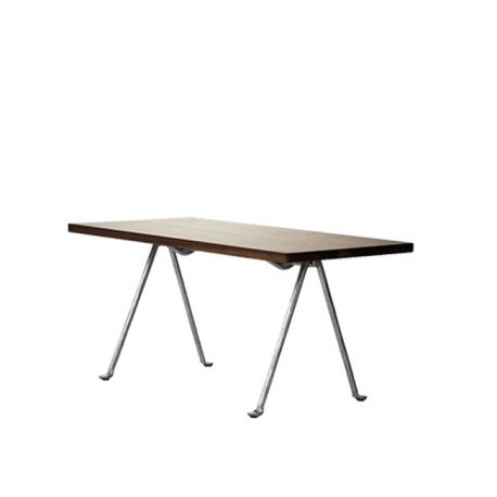 Officina , table basse design, Magis plateau en noyer américain, pieds galvanisé, 120x45 cm