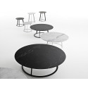Grande table basse Albino Marmo, plateau marbre noir de Marquina diamètre 120 cm, pieds noir, Horm Casamania