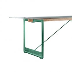 Brut, grande table à manger design, Magis pieds verts, plateau en verre trempé 260x85 cm