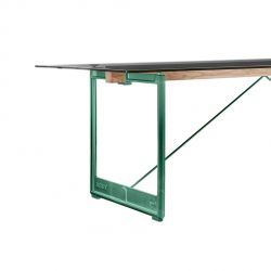 Brut, grande table à manger design, Magis pieds verts, plateau en verre trempé fumé 260x85 cm