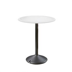 Brut, table ronde d'extérieur, Magis pieds gris anthracite, plateau HPL blanc 60 cm