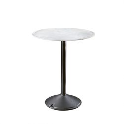 Brut, table ronde d'extérieur, Magis pieds gris anthracite, plateau en marbre blanc de Carrare 60 cm
