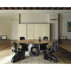 Table Barbara Legno noyer ovale, diamètre 200 x 120 cm, Horm Casamania