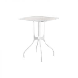Mila table design, Magis plateau en marbre de Carrare Blanc, pieds en acier blanc, 70x70 cm