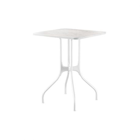Mila table design, Magis plateau en marbre de Carrare Blanc, pieds en acier blanc, 70x70 cm