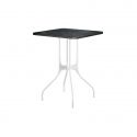 Mila table design, Magis plateau en marbre noir Marquinia, pieds en acier blanc, 70x70 cm