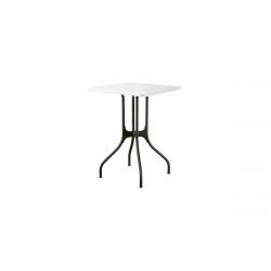 Mila table design, Magis plateau HPL blanc, pieds en acier noir, 55x55 cm