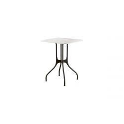Mila table design, Magis plateau en marbre de Carrare Blanc, pieds en acier noir, 55x55 cm