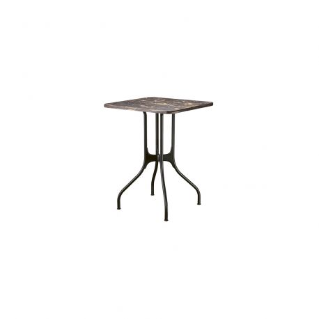 Mila table design, Magis plateau en marbre Emperador, pieds en acier noir, 55x55 cm