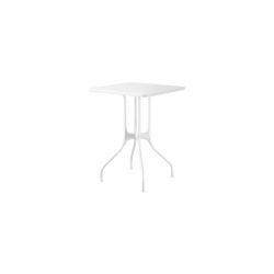 Mila table design, Magis plateau HPL blanc, pieds en acier blanc, 55x55 cm