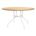 Mila grande table ronde design, Magis plateau en chêne naturel, pieds en acier blanc, diamètre 130 cm