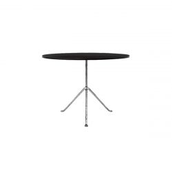 Officina, table ronde design, Magis plateau en acier électro-galvanisé noir, pieds galvanisés, diamètre 100cm
